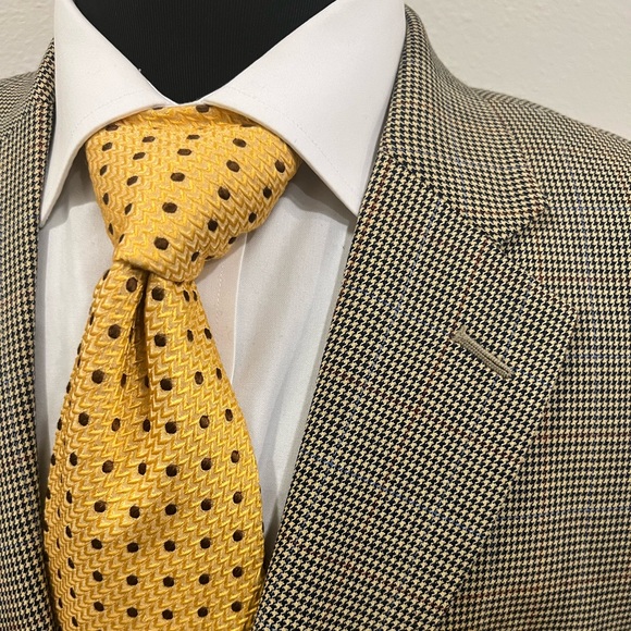 TASSO ELBA HOUNDSTOOTH SPORT COAT BLAZER JACKET BROWN MEN 40R - Picture 3 of 10